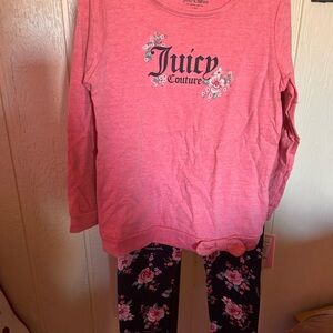 NWT Girls Juicy Couture Pink Floral shirt & leggings set, size 6